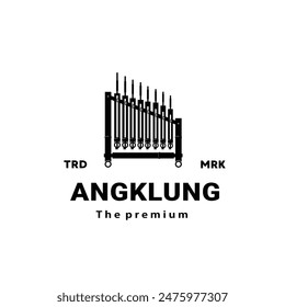 Ilustración tradicional del logotipo del instrumento musical, silueta del angklung conveniente para las tiendas de la música y las comunidades