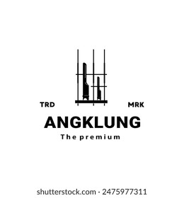 Ilustración tradicional del logotipo del instrumento musical, silueta del angklung conveniente para las tiendas de la música y las comunidades