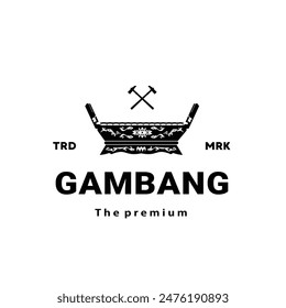 Ilustración tradicional del logotipo del instrumento musical, la silueta gamelan gambang es conveniente para las tiendas de música y las comunidades