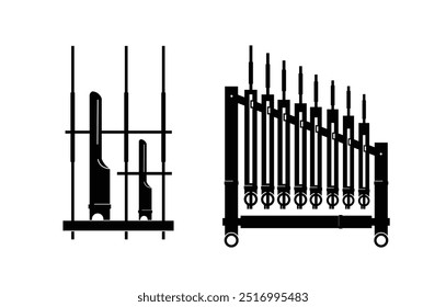 Traditional musical instrument logo illustration, angklung silhouette suitable for music shops and communities
