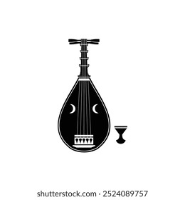 Traditional musical japan instrument logo illustration, biwa silhouette is suitable for music shops and communities	
