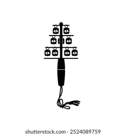 Traditional musical japan instrument logo illustration, kagura suzu silhouette is suitable for music shops and communities
