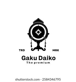 Traditional musical japan instrument logo illustration, gaku daiko