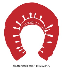 Traditional national headdress, turban. Knitted red scarf. Logo, symbol, diagram. Graphic image. Vector illustration.