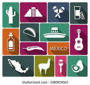 Traditional national symbols of Mexico. Vector Illustration