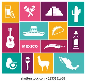 Traditional national symbols of Mexico. Vector Illustration