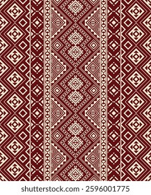 Traditional Native American Indian seamless pattern. South Western Navajo vector design. With dark red and cream color tone. Design for carpet, wallpaper, background, rug, scarf.