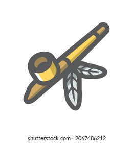 Traditional Native American Peace Pipe Vector Cartoon illustration