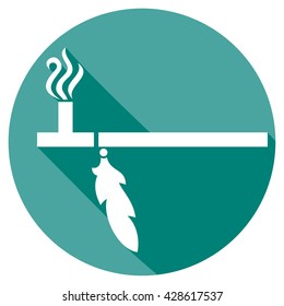 traditional native american peace pipe flat icon