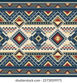 Traditional Native American seamless pattern. Geometric tribal South Western with warming tone color. Vector seamless pattern for wallpaper, background, carpet, wrapping paper.