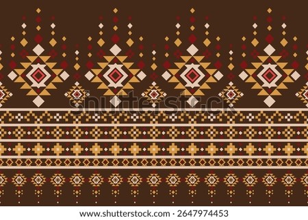 Traditional native pattern in geometric shapes on a brown background, decorating the entire area.
