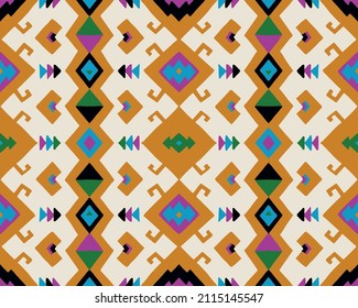 Traditional Navajo ornate portuguese decorative color tiles azulejos. Abstract background. Vector hand drawn illustration, typical portuguese tiles, Ceramic tiles. Seamless pattern.