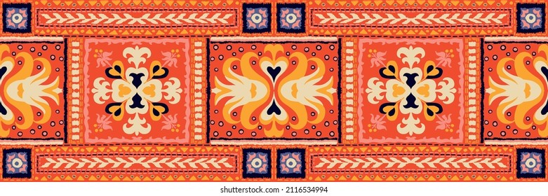 Traditional Navajo ornate portuguese decorative color tiles azulejos. Abstract background. Vector hand drawn illustration, typical portuguese tiles, Ceramic tiles. Seamless pattern.