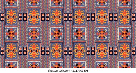 Traditional Navajo ornate portuguese decorative color tiles azulejos. Abstract background. Vector hand drawn illustration, typical portuguese tiles, Ceramic tiles. Seamless pattern.