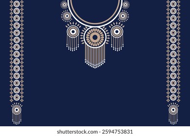 Traditional neckline embroidery design for cloth fabric and textiles 