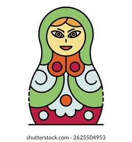Ícone tradicional de boneca de nidificação. Contornar tradicional nidificação boneca vetor ícone cor plana isolado