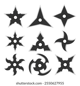 Ilustración vectorial tradicional de Colección de estrellas Ninja