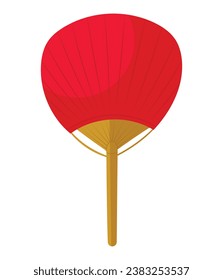 Traditional non-folding Japanese uchiwa fan, isolated vector illustration