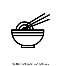 "Traditional Noodle Bowl with Chopsticks Icon"