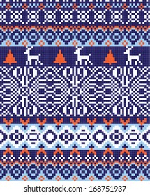 traditional nordic pattern at blue, white and red tones 