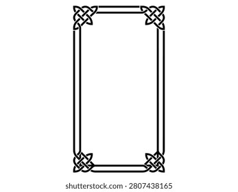 Traditional nordic pattern frame featuring intricate knotwork corners and clean parallel lines in black silhouette.