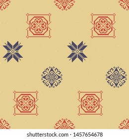 Traditional Norway Style Seamless Knitting Pattern. Ethnic Background. Knitted Sweater Design. Scandinavian ornament