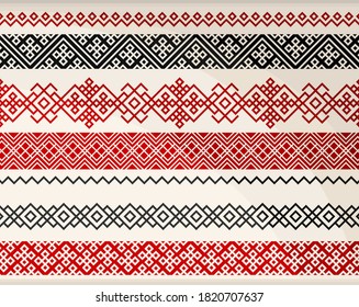 Traditional Norwegian Ornament with Geometric Shapes Vector Illustration