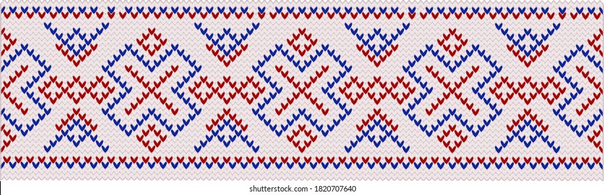 Traditional Norwegian Ornament with Geometric Shapes Vector Illustration