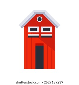 Traditional norwegian rorbu house standing on white background