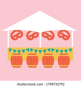 Traditional Oktoberfest beer festival icons. Oktoberfest cartoon flat banner. Set of Oktoberfest vector design elements. 