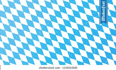 Traditional oktoberfest rhombus blue and white print. Bavarian flag. Vector background.