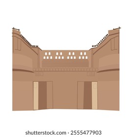 Traditional old indian palace fort hand sketched vector illustration design for indian wedding ceremony invitations. Monument of india, indian heritage
