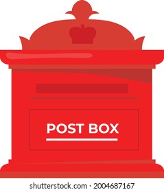 Traditional Old Post Box Vector Design, Vintage red mail Post box illustration,