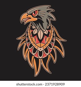 traditional old school tattoo Head eagle vector illustration