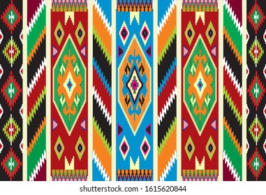 Traditional old Ukrainian carpet in bright colors. Geometric pattern. Vector 10 eps. Apply in weaving, printing on fabric, paper, film, ceramics, woodcarving. For sets, covers