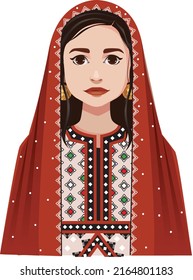 Traditional Omani Girl Arab Girlgirlcharacter Vector Stock Vector 