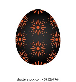 traditional orange and black painted easter egg vector isolated on white background
