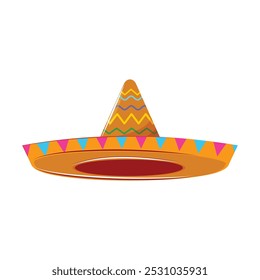 Traditional orange sombrero hat, Mexican Day of the Dead, carnival party accessory