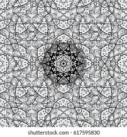 Traditional orient ornament. Classic vector white seamless pattern. Seamless pattern on gray background with white elements. Classic vintage background.