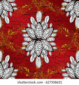 Traditional orient ornament. Classic vector golden pattern. Pattern on red background with golden elements. Classic vintage background.
