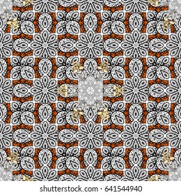 Traditional orient ornament. Classic vector pattern. Pattern on orange and white background with white elements. Classic vintage background.