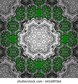 Traditional orient ornament. Classic vector pattern. Pattern on green and white background with white elements. Classic vintage background.