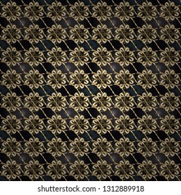 Traditional orient ornament. Classic vintage background. Seamless pattern on beige and gray colors with golden elements. Classic vector golden seamless pattern.
