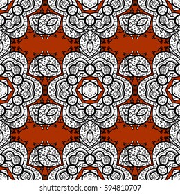 Traditional orient ornament. Classic vintage background. Seamless classic vector brown and white pattern.
