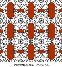Traditional orient ornament. Classic vintage background. Seamless classic vector brown and white pattern.