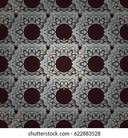 Traditional orient ornament. Classic vintage background. Seamless classic vector white pattern. White pattern on brown background with white elements.