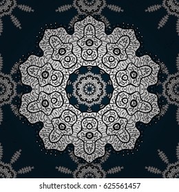 Traditional orient ornament. Classic vintage background. Seamless pattern on blue background with white elements. Vector illustration. Seamless classic vector white pattern.