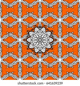Traditional orient ornament. Classic vintage background. Classic vector pattern. Pattern on orange and white background with white elements.