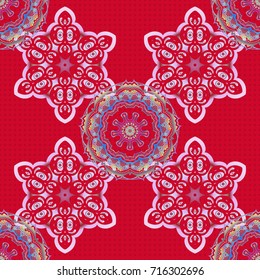 Traditional orient ornament. Classic vintage ornament in violet and blue colors. Seamless classic vector pattern.