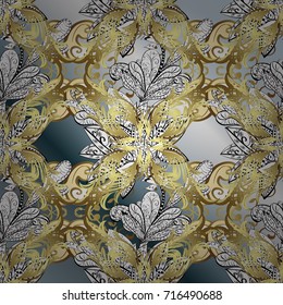 Traditional orient ornament. Classic vintage background. Ornamental classic vector golden pattern. Golden pattern on gray, neutral and brown colors with golden elements.
